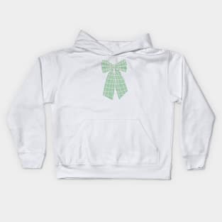 Green Gingham Romantic Coquette Bow Kids Hoodie